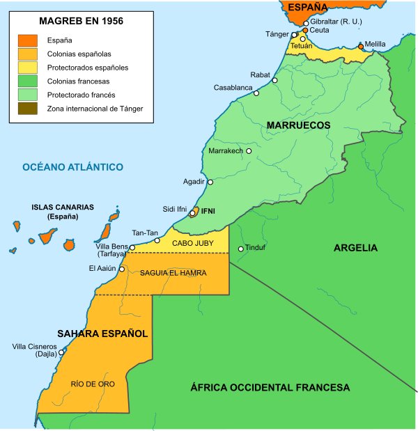 Territorios españoles en el Magreb 1956