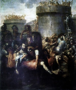San Ignacio de Loyola herido en la batalla de Pamplona, por Miguel Cabrera, 1756